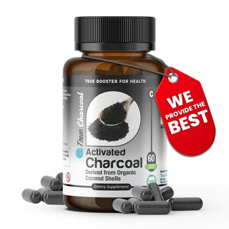 TrueMed Activated Charcoal Organic Coconut Shell Derived Charcoal Capsule,1200mg, 60 Capsules, Support Detox & Digestive Health, Activated Charcoal Capsules for Health-Conscious Individuals