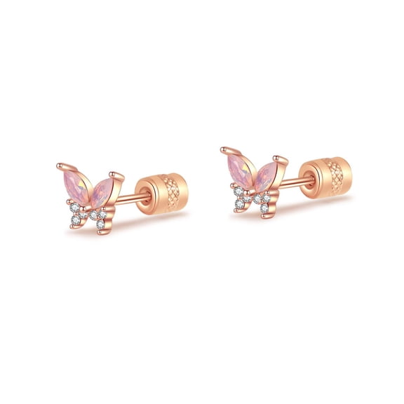 YAYAJAJU Butterfly Earrings for Women, 925 Sterling Silver Hypoallergenic Cute Tiny Butterfly Screw Stud Earrings, 18K Gold Plated Mini Animal Earrings Jewelry Lovely Gifts