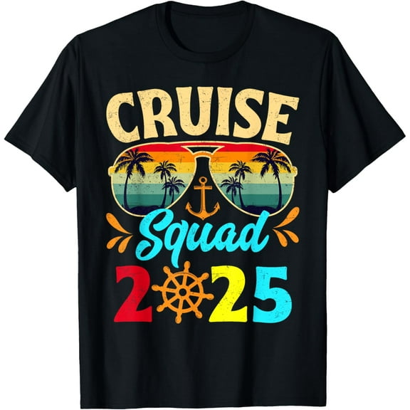 Cruise Squad 2025 Summer Cute Matching Family Group Vacation T-ShirtMen's and women's gift, black and white T-shirt, size: Extra large S-4XL