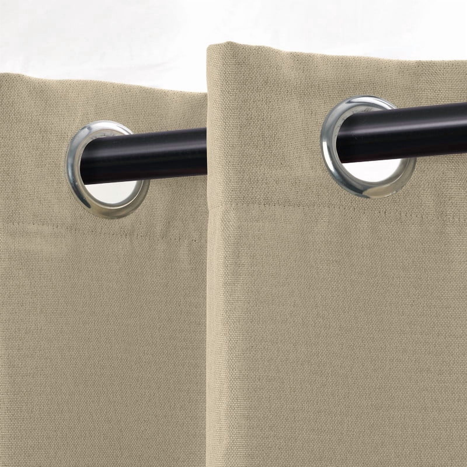 Superior Linen Blackout Curtains Set of 2, Grommet Header Curtain Panel Pair, Frosted Almond, 42"W x 84"L