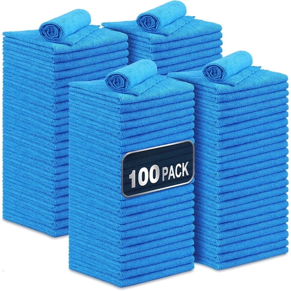 Shop Towels, 100 Pack Commercial Grade Work Rags Microfiber Towels for  Cleaning Rags Bulk Detailing Cloth for Automotive Bar Mechanic Restaurant Garage Housekeeping, 11.5"x 11.5", Blue