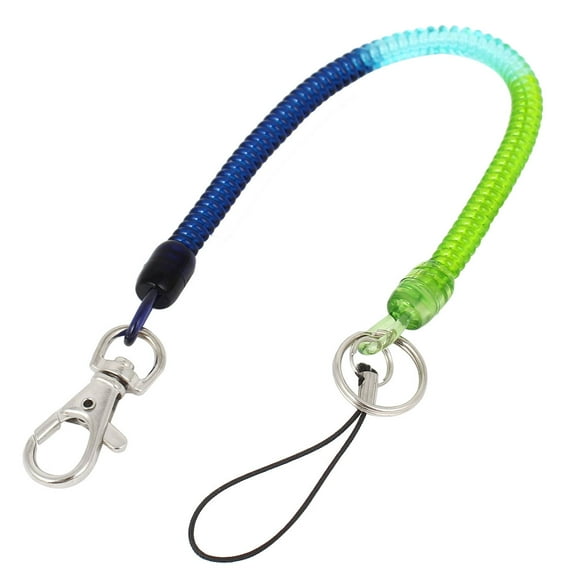 Tri-color Plastic Elastic Spiral  Coil Strap Lanyard Rope for Keys Phone