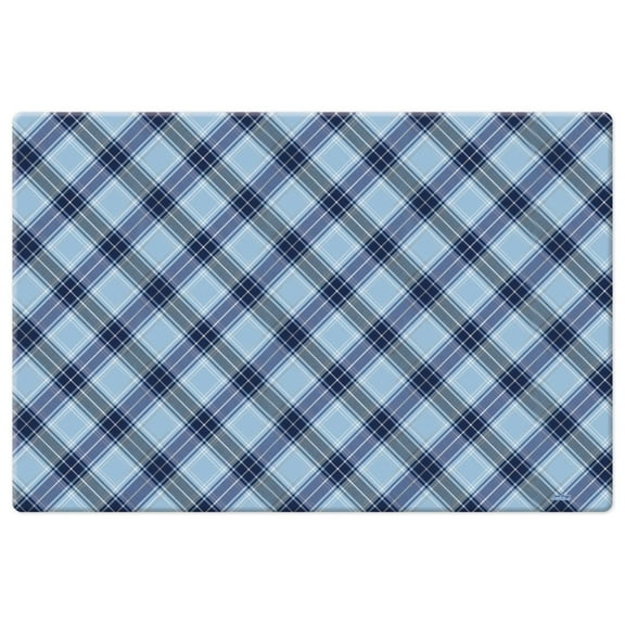 CounterArt "Navy Plaid" 30” x 20” Decorative Vinyl Comfort Floor Mat