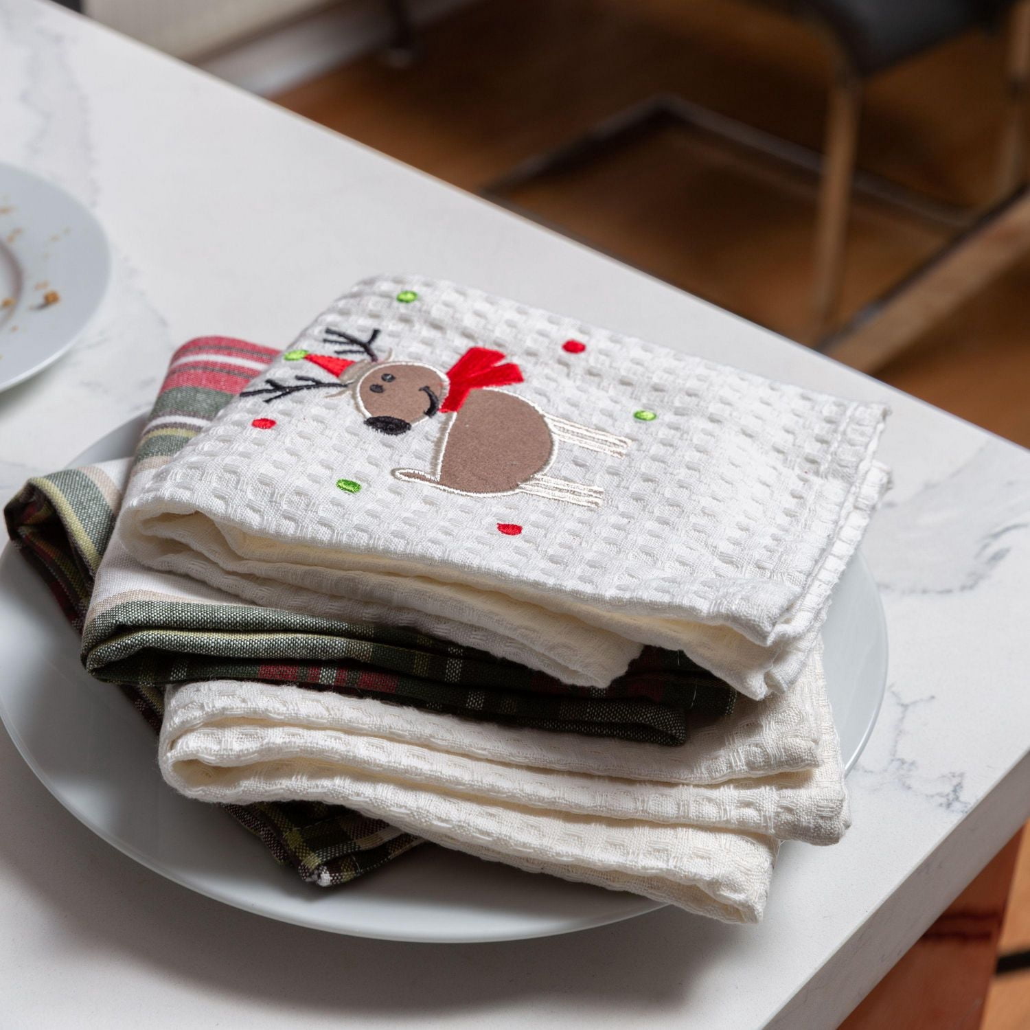 Serviette de cuisine 100% coton à carreaux Celebration