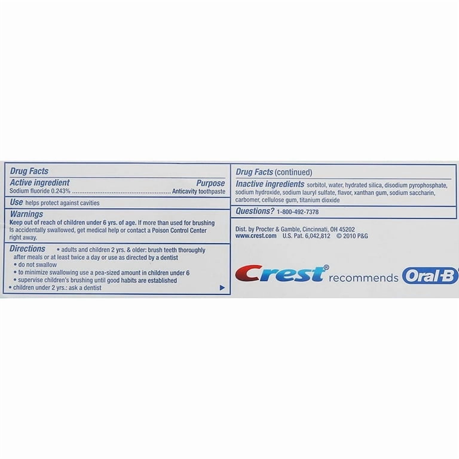 Crest Tartar Protection Whitening Cool Mint Flavor Toothpaste 8.2 Oz (Pack of 4)