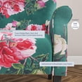 thumbnail image 3 of BELLEZE Modern Accent Chair for Living Room, High Back Linen Armchair with Wooden Legs, Upholstered Wingback Side Chair Padded Armrest Single Sofa for Living Room, Bedroom - Allston (Green & Flower), 3 of 7
