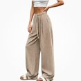 thumbnail image 2 of DJDLJWCJ Wide Leg Pants for Women Stripe High Waist Baggy Pants Relaxed Fit Straight Casual Pants Khaki Size Free Size, 2 of 6