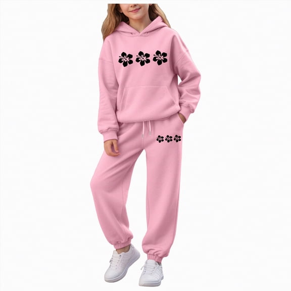 Hessimy Toddler Boys Girls Spring Summer 2Pcs Crewneck Long Sleeve Sweatshirt Elastic Joggers Pants Soft Sweatsuit(Pink,7-8 Years)