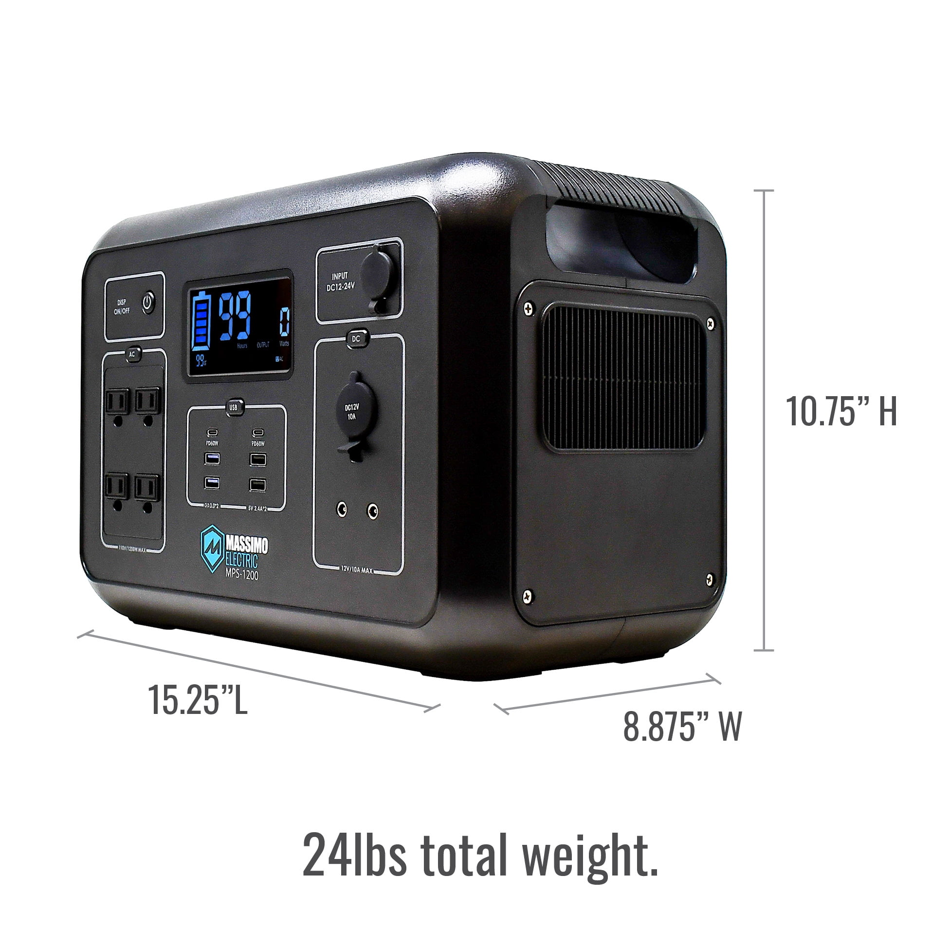 Massimo 1200W Electric Portable Power Station for Emergencies, Camping & Travel