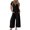 Black, variant on Valentines Day SEMPAI Women'S Solid Color Short-Sleeved Casual Wide-Leg Jumpsuit With Button Pockets Up to 65% off