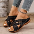 thumbnail image 4 of Women's Orthopedic Adjustable Strap Sandals Comfort Soft Sole Fashion Flat Womens Sandals with Arch Support Black 7.5(40), 4 of 9