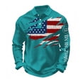 thumbnail image 2 of Patriotic Eagle Shirt for Men United States 250th Anniversary Waffle Polo Sweatshirt Long Sleeved Button Down Casual Polo Shirt USA Flag Graphic Patriotic Shirt,Green S, 2 of 3
