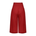 thumbnail image 3 of Outfmvch Linen Pants Women Capris Drawstring with Pockets Cotton Linen Pants for Women Petite Pull On Elastic Drawstring Elastic Waist Cropped Lounge Trousers Women's Culottes Watermelon Red S-2XL, 3 of 5
