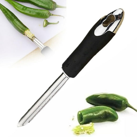 Kitchen Jalapeno Corer Tool - Stainless Steel Pepper Corer Seed Remover Tool - 2-In-1 Serrated Edge and Seed Remover - Easy Coring and Cleaning for Efficient Cooking and Grilling