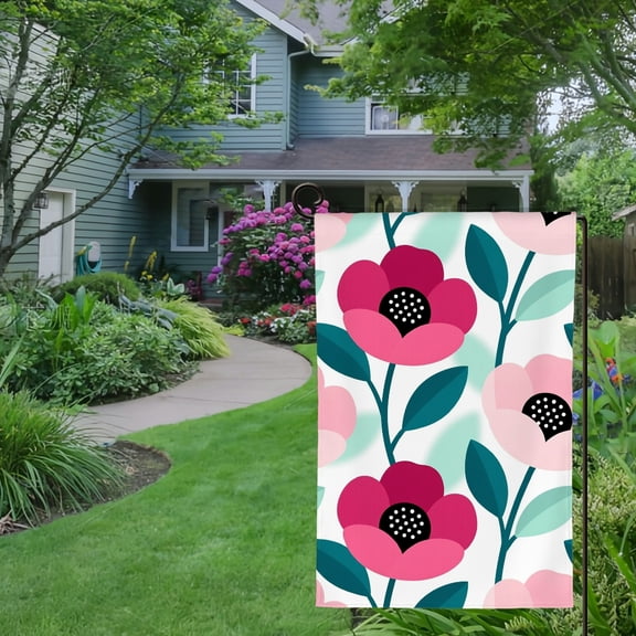 Spring Summer Garden Flag Double Sided Colorful Linen Welcome Yard House Outside Outdoor Decoration,12*18 inch