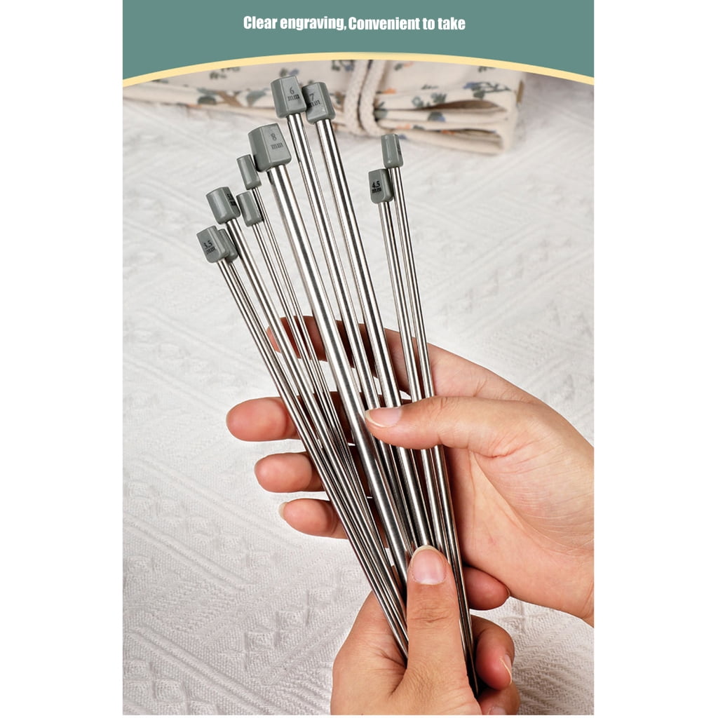 11Pairs Single Pointed Knitting Needle Bag Case 25.0cm Straight Knitting Needle