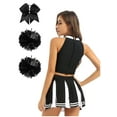 thumbnail image 2 of Sxiwei Women Cheer Leader Costume Cheerleading Uniform Xmas Party Outfits Mini Skirt with Flower Ball Black L, 2 of 5