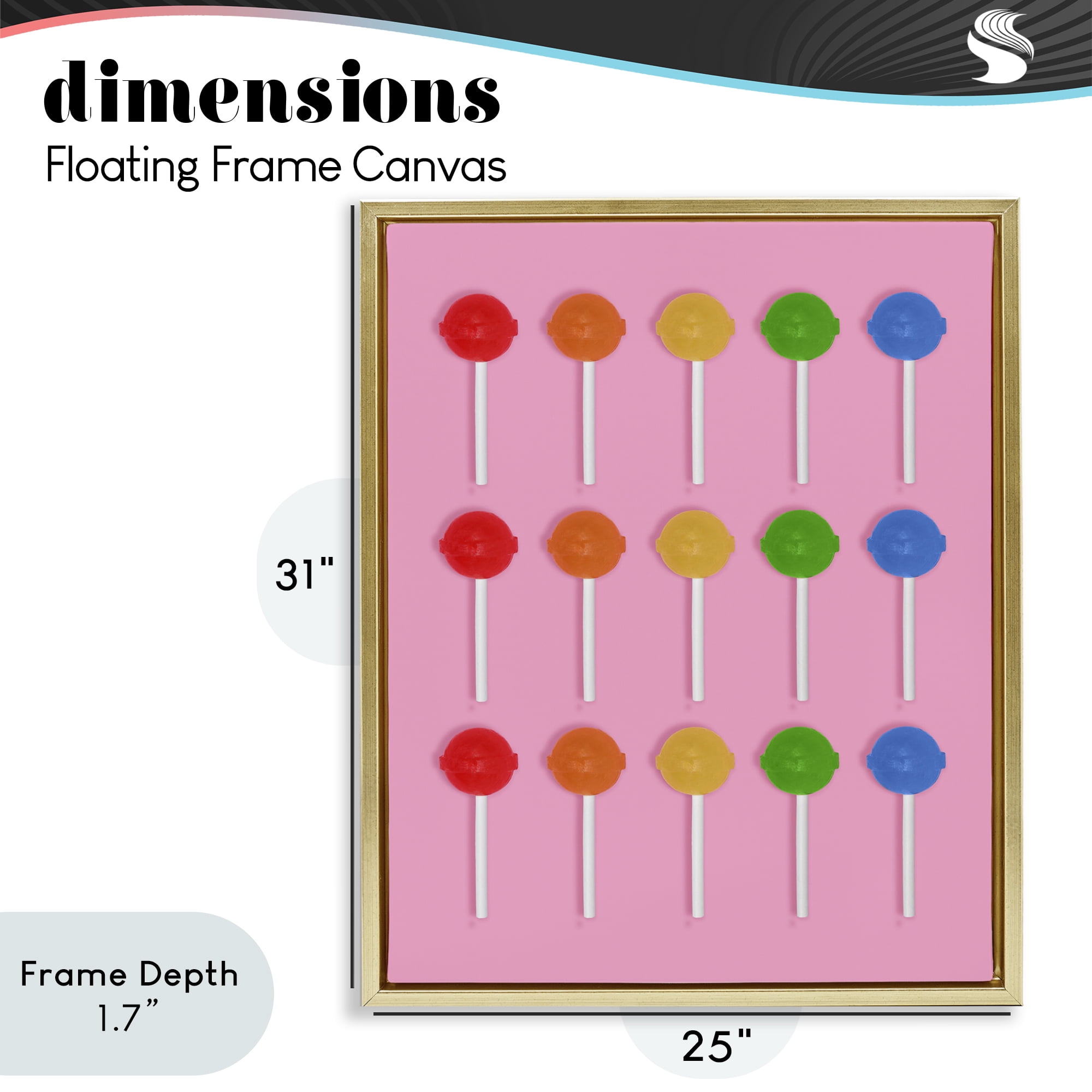 Stupell Industries Colorful Lollipop Grid Gold Framed Floater Canvas Wall Art, design by LISH Creative