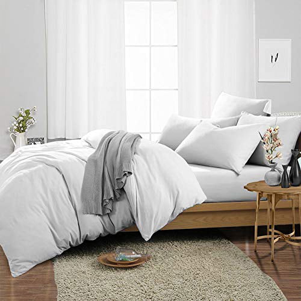 7 Piece Bamboo Bed Sheet for Bed - 100% Pure Bamboo - Fit 30" Inch Deep Pocket Silk Feel and Comfortable, Cooling, Anti-Static, Easy Care, Soft and Luxury - White Solid, Queen Size.