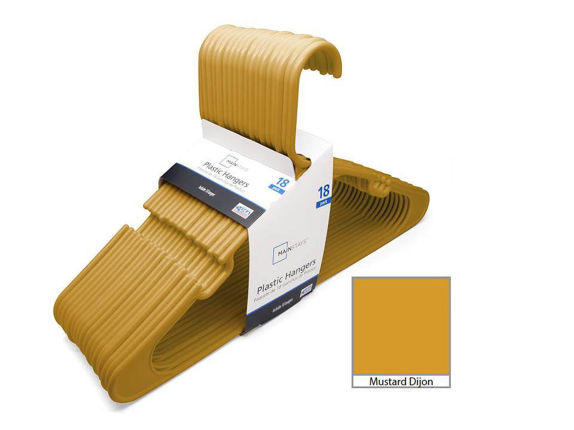 Mainstays Collegiate Clothing Hangers, 18 Count, Mustard Yellow, Durable Plastic