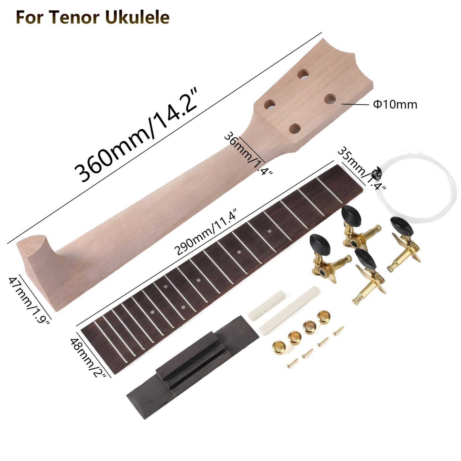 Ukulele Fretboard Replacement Luthier Tool Parts Ukulele Neck Fretboard Accessories Ukulele Fingerboard Neck Board Set