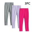 thumbnail image 2 of GERsome Girls Leggings 3 Pcs Cotton Tights for Toddler Kids Athletic Base Layer Under Pants Soft Yoga Pants Full Length Gray Purple Hot Pink, 2 of 9