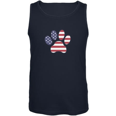 4th of July Patriotic Dog Paw Navy Adult Tank Top