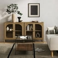 thumbnail image 2 of Nathan James Adjustable Shelf Modern Sideboard, MDF Rubberwood Glass Light Brown, 2 of 6