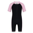 thumbnail image 4 of JanJean Kids Boys Girls One Pieces Swimsuit Zipper Front Rash Guard Set UPF 50+ Sun Protection Pink&Black 8, 4 of 6