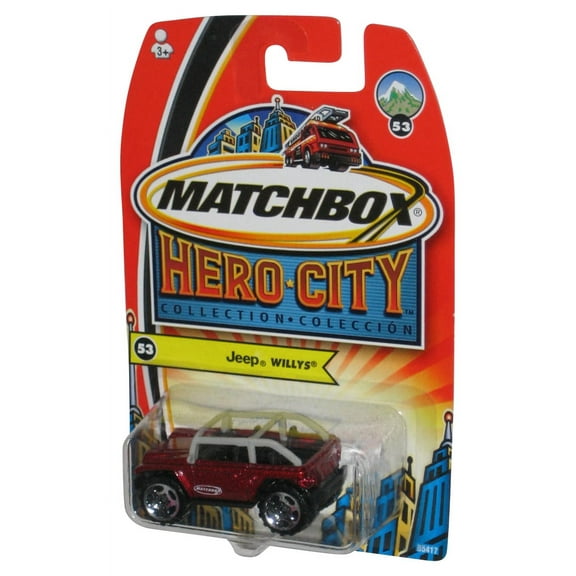 Matchbox Hero City Collection (2003) Red Jeep Willys Toy Car #53