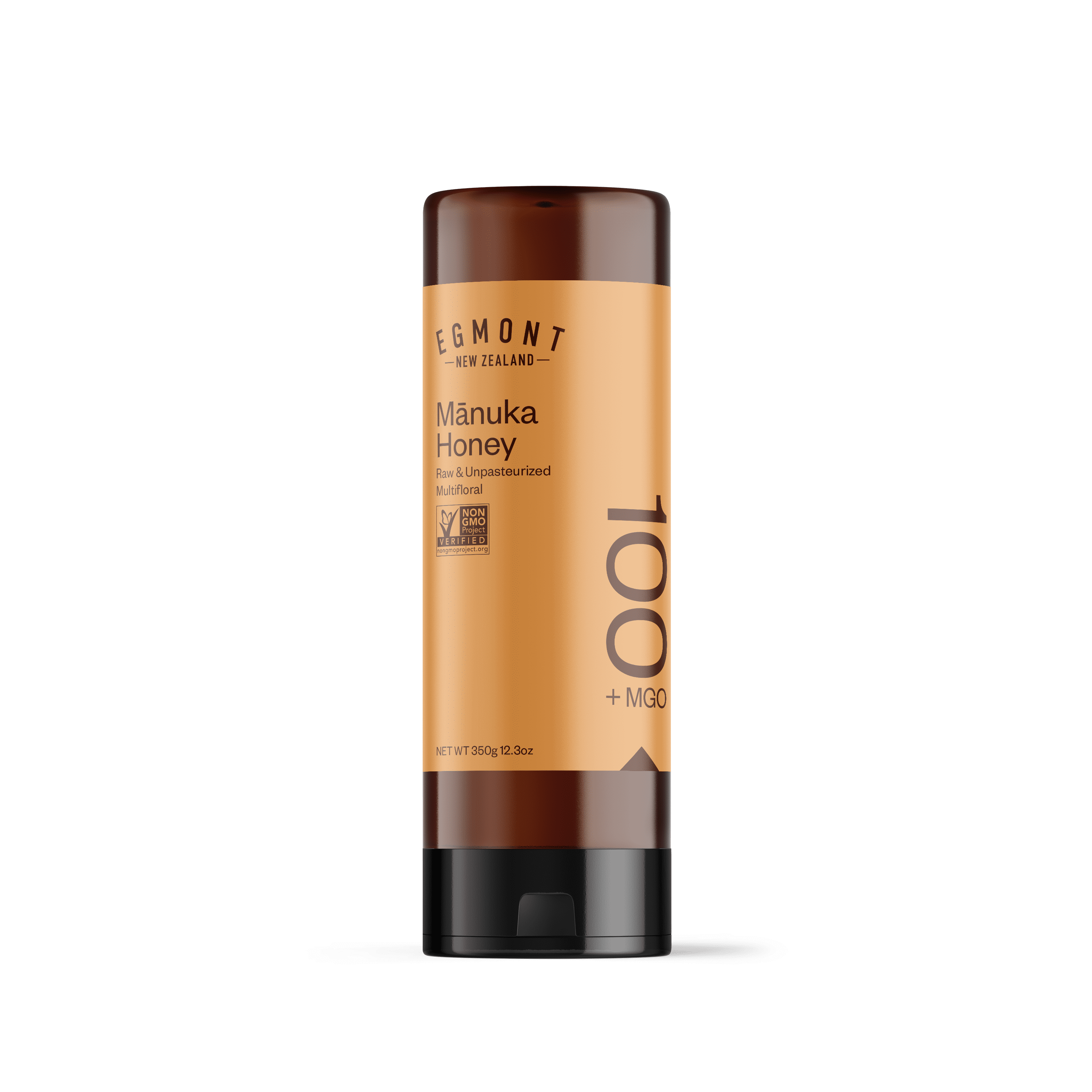 Egmont Raw Manuka Honey MGO 100+ Squeezy - 100% Pure New Zealand Manuka Honey - Non-GMO - Certified MGO - 12.3oz (350 gram)