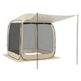 thumbnail image 1 of KFFKFF Screen House Tent, 6 x 6 ft, 4-6 Person Pop Up Screen Tent with Extended Awning, Portable Screened in Canopy with Carry Bag, Netting Sides, Beige, 1 of 9