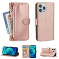 thumbnail image 1 of Wallet Case for iPhone 13 Pro, Crossbody Strap & Hand Strap Credit Card Holder Case Kickstand PU Leather Magnetic Handbag Protective Folding Case Cover for iPhone 13 Pro, Rosegold, 1 of 11