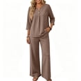 thumbnail image 5 of Two Piece Sets for Women 3/4 Sleeve Button Lounge Sets 2026 Summer Fall Vacation Travel Outfits Fashion Clothing Coffee S, 5 of 6