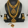 thumbnail image 2 of Kajaro Designs Jewels south indian gold plated necklace set with earrings and mangtika for women | bridal jewelry for weddings, 2 of 4