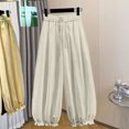 thumbnail image 2 of Rvasteizo Girls Ruffled Hem Pants Wide Leg High Waist Elastic Waist 5-15Y Kids Bottoms 13 Years, 2 of 5