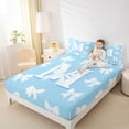 thumbnail image 4 of Homewish Initial M Letter Full Size Sheets for Kids, White Blue Bowknot Bed Sheets, Cartoon Kawaii Monogrammed Sheet Sets, Lightweight Room Decor, 4pcs, 4 of 7