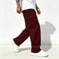 thumbnail image 4 of Mens Cargo Pants Casual Wide Leg Elastic Waist Joggers Cozy Soft Lightweight Sweatpants With Mult Pockets, 4 of 5