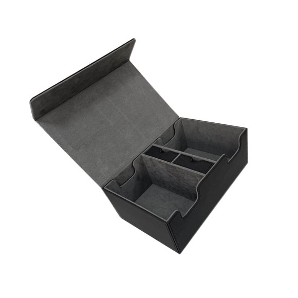 Card Game Deck Storage Box Dual Compartments Case Card Deck Multiple Uses Multifunctional Black Grey
