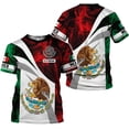thumbnail image 2 of Custom Mexico Shirts Personalized Name Mexican 3D Flag Shirt for Men Women Aztec Unisex Short Sleeves US Eagle Pride Camisas (Polyester, Q10) (T-shirt, L), 2 of 9