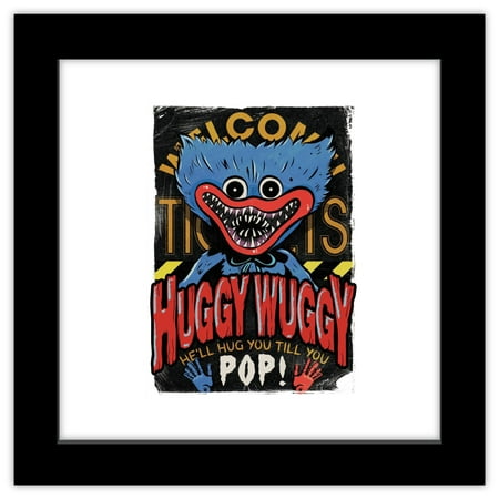 Gallery Pops Poppy Playtime - Huggy Wuggy Poster Wall Art, Black Framed Version, 12" x 12"