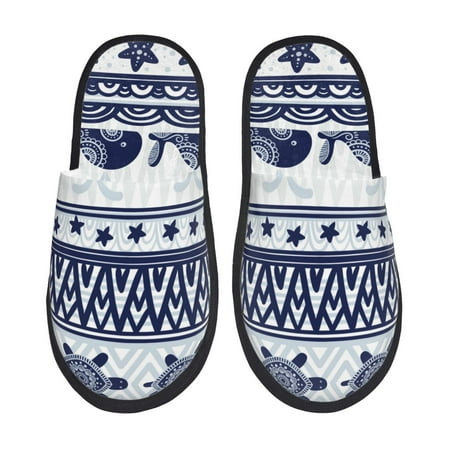 Balery Sea Underwater Animals1 Slient Indoor Furry Fleece Comfort House Shoes Soft Non-Slip Home Shoes Cotton slippers House Slippers-- Medium