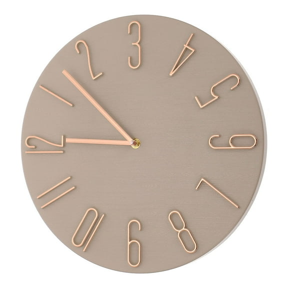 OFFIGAM Khaki Wall Clock Mute Hanging Decor Design for Home