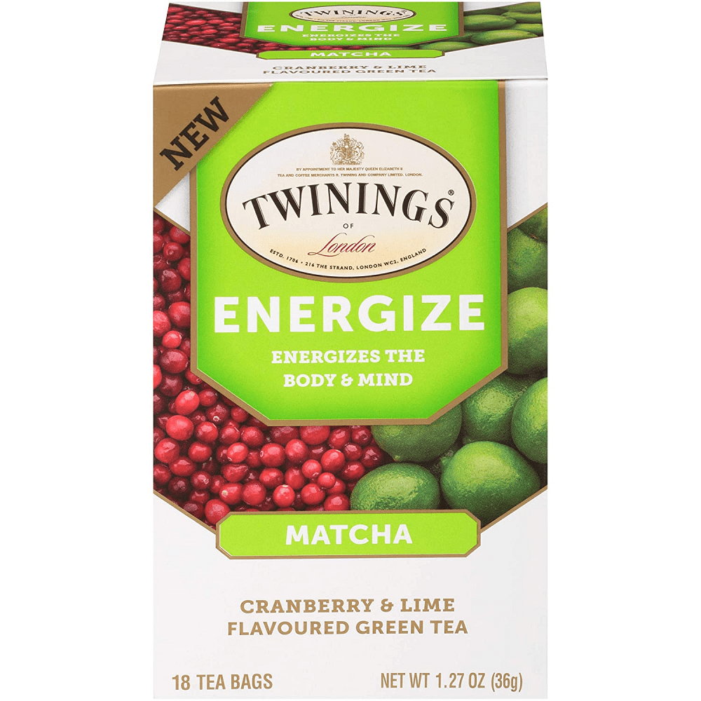 Twining Tea Energize Matcha Cranberry and Lime Flavored Green Tea, 18