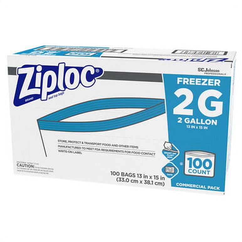 Ziploc® Double Zipper Freezer Bags, 2 Gallon, 100/ct