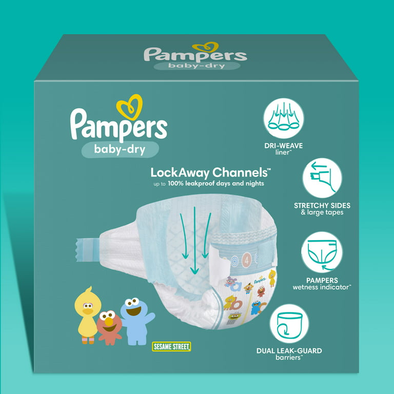 Pampers, Baby Dry, Langes, Taille 5, Maxi Geant, 117 pc