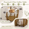 thumbnail image 6 of Modern 2-Tier Glass Round Coffee Table with Storage Shelf, 32" Center Table with Rolling Wheels for Small Spaces,Walnut, 6 of 8