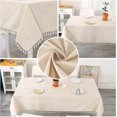 thumbnail image 4 of SHENMO Beige Cotton Linen Tablecloth - Rectangular, Dust-proof, Washable, Solid Color, Tassel Trim - Ideal for Kitchen, Dining, Party, Tabletop Decoration, 4 of 5