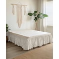 thumbnail image 2 of Beige Damask Wrap Around Bed Skirts for California King Bed 16" Drop,Bed Skirt with Adjustable Elastic Belt Dust Ruffle Bed Valance for Bedroom Vintage Country Scroll Floral Patterned Bed Frame Cover, 2 of 7