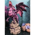 thumbnail image 3 of Fantasy Magenta Striped Behemoth Dragon Roaring On Volcanic Rock Mountain Statue, 3 of 8